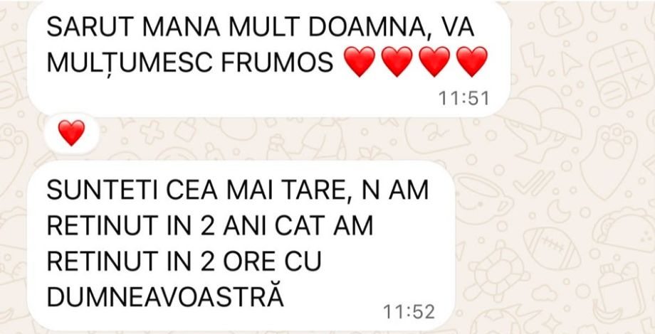Mesaj de la un student: „Sunteți cea mai tare, n-am reținut în 2 ani cât am reținut în 2 ore cu dumneavoastră.”