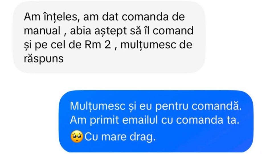 Mesaj de la un student: „Am dat comanda de manual, abia aștept să îl comand și pe cel de RM 2.”