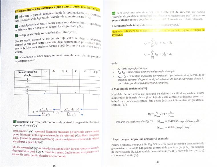 Centrul de greutate, momentele de inerție și modulul de rezistență