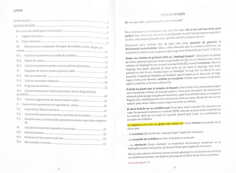 Cuprinsul și prima pagină a capitolului Noțiuni de bază