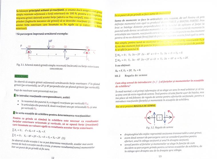 Calculul reacțiunilor pas cu pas și regula de semne